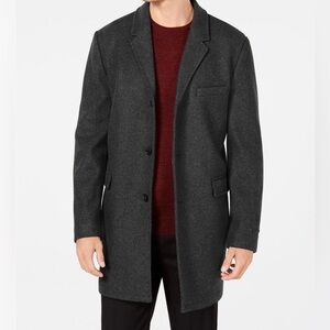 Michael Kors Ghent Wool Blend Slim Fit Overcoat Gray Coat Jacket Size 46 Reg